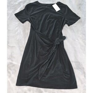 A. New Day Woman Side Tie Black Cotton T-Shirt Dress Size Medium New With Tags!
